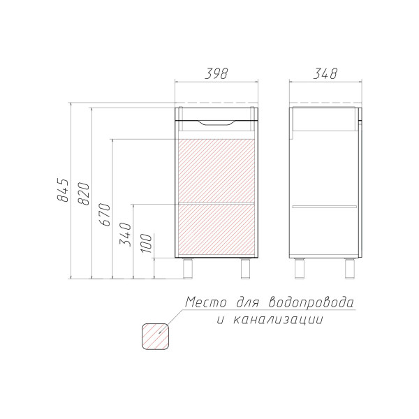 Тумба напольная Домино Andrea 40 (D37001T)