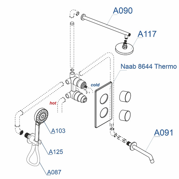 Душевая система WasserKRAFT хром (A178644 Thermo)