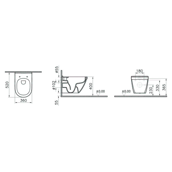 Унитаз подвесной Vitra S50 360х520х345 (7740B003-0075)