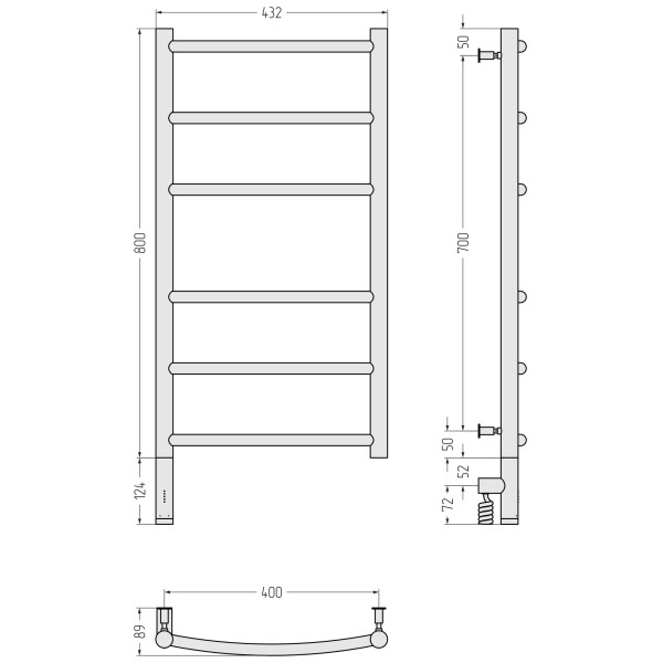 Полотенцесушитель электрический Сунержа Галант 3.0 800x400 провод слева матовый чёрный (31-5800-8040)