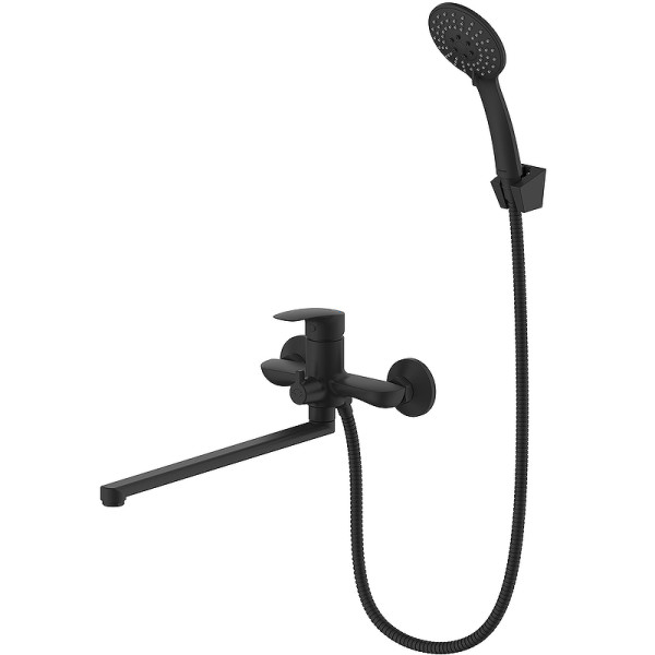 Смеситель для ванны и душа Milardo Rora с душевым комплектом, черный (RORBL00M10)