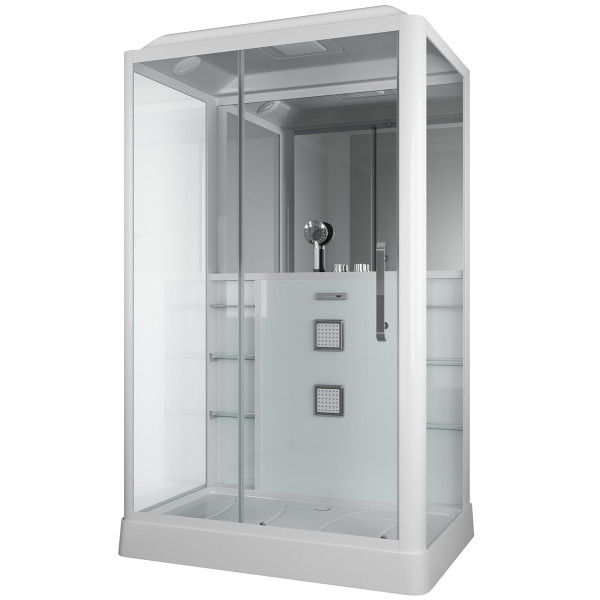 Душевая кабина с гидромассажем Grossman 135x90 стекло прозрачное, профиль белый (GR-128 L) Душевая кабина с гидромассажем Grossman 135x90 стекло прозрачное, профиль белый (GR-128 L)