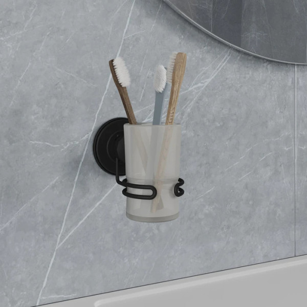 Подстаканник проволока стальная черный матовый матовое стекло Easy Milardo (EASBWSGM45)