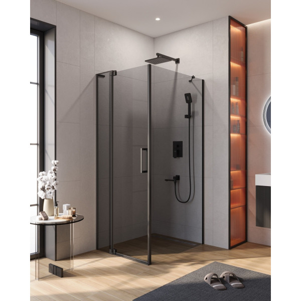 Душевой уголок Cezares Slider 70x100x195 стекло серый, профиль черный (SLIDER-AH-1-100-70/80-GRIGIO-NERO)