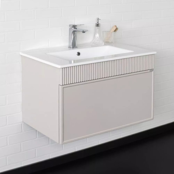 Тумба подвесная с раковиной Comforty Мадрид 700x460x465 серый шёлк (00-00020643)