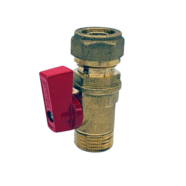 Кран шаровый (мини) Tiemme 16 (2,0)*1/2" Н (красная ручка) (2940002)