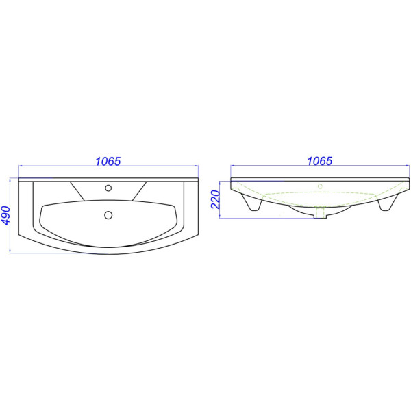 Раковина мебельная Kirovit Элеганс 1065x220x490 белая (4620008197388) Раковина мебельная Kirovit Элеганс 1065x220x490 белая (4620008197388)