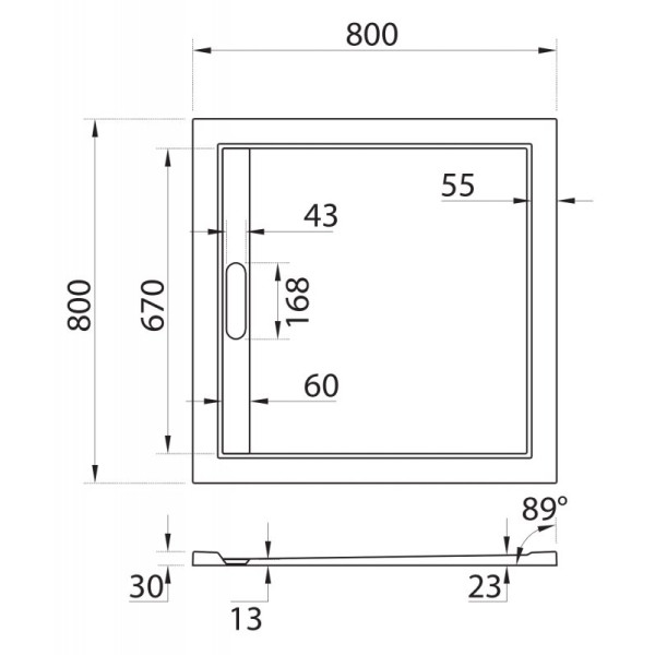 Душевой поддон из искусственного мрамора Cezares 80x80x3 белый (TRAY-AS-A-80-3-W)
