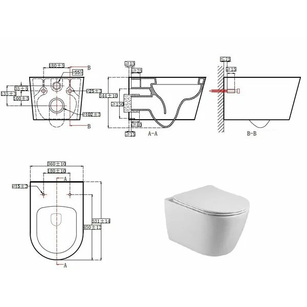 Комплект нсталляция c унитазом Aquatek Бетта KDI18рама Standard INS-0000012 с клавишей KDI-0000018 и крепежом KKI-0000002+унитаз Бетта AQ1253W-00 с