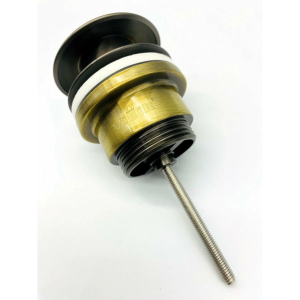 Донный клапан для раковины Vieir 1 1/4" (32 мм.), 67 мм. Quick Clac с переливом (латунь, бронза) (VER26D)