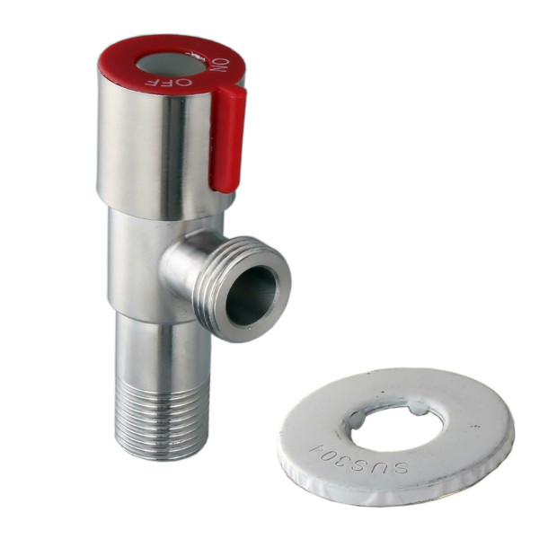 Кран угловой Fashun1\2"х1\2" нерж красный (A54897H)