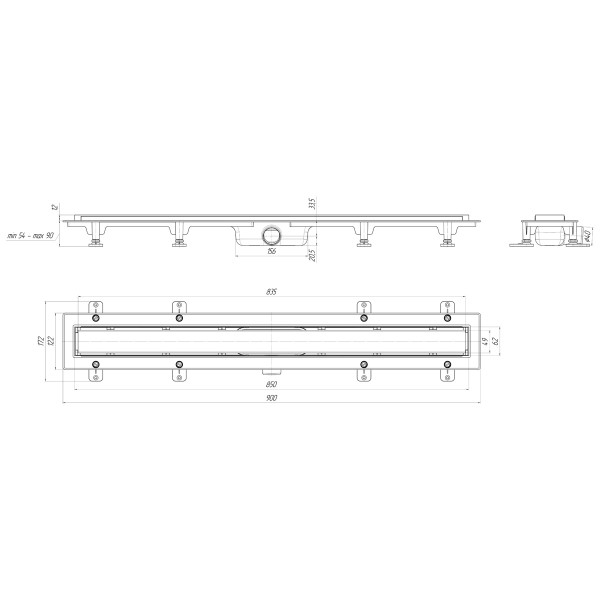 Лоток душевой 850 мм. АНИ СУХОЙ "Штиль" (реш. нерж ст. мат., боковой слив D40, сухой затвор) АНИ пласт (TLQ1185M) Лоток душевой 850 мм. АНИ СУХОЙ "Штиль" (реш. нерж ст. мат., боковой слив D40, сухой затвор) АНИ пласт (TLQ1185M)