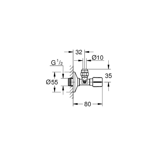 Вентиль Grohe 1/2-3/8 хром (22039000)