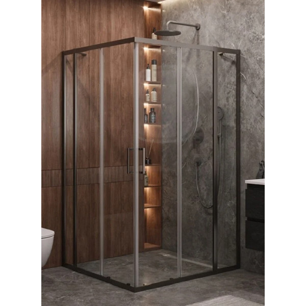 Душевой уголок Cezares Molveno 130x120x195 стекло прозрачное, профиль оружейная сталь (MOLVENO-AH-22-130/120-C-GM-IV)