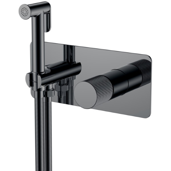 Смеситель с гигиеническим душем Boheme Stick SGM (графит глянец) (127-SGM.3)
