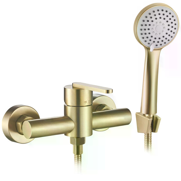 Смеситель для раковины Rea Ontario с душевым комплектом золото матовое (REA-B5501) Смеситель для раковины Rea Ontario с душевым комплектом золото матовое (REA-B5501)