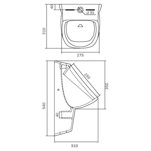 Писсуар подвесной Santek Гала 310х275х540 (1WH301774)