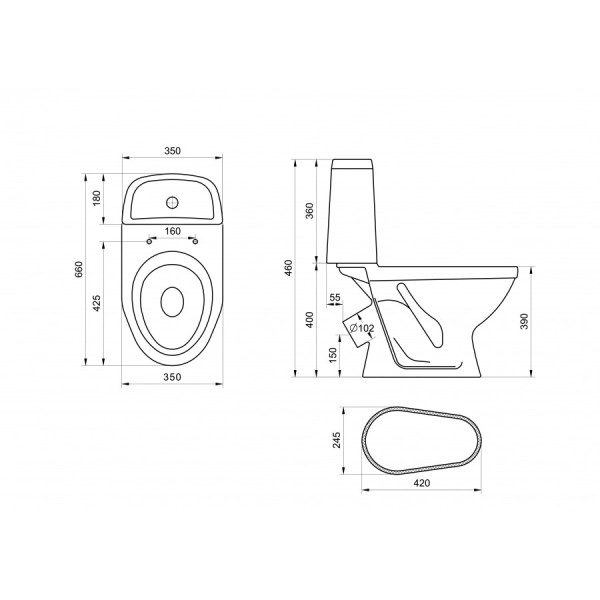 Унитаз-компакт Santeri Прайм 353x665x760 с сиденьем микролифт белый (1.P206.3.S00.00B.F)