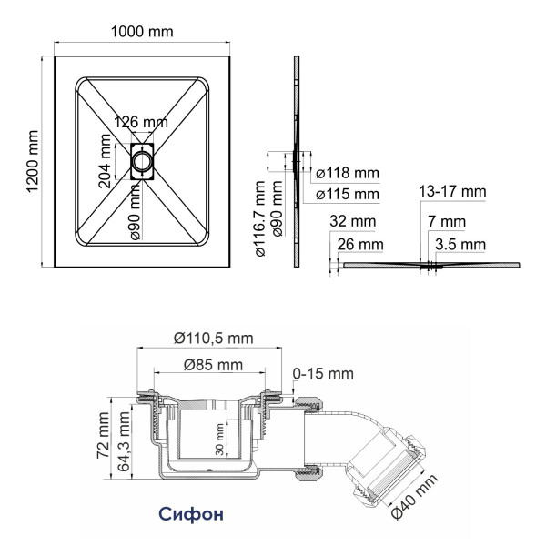 Душевой поддон WasserKRAFT Main 120х2,6х100 белый (41T10)
