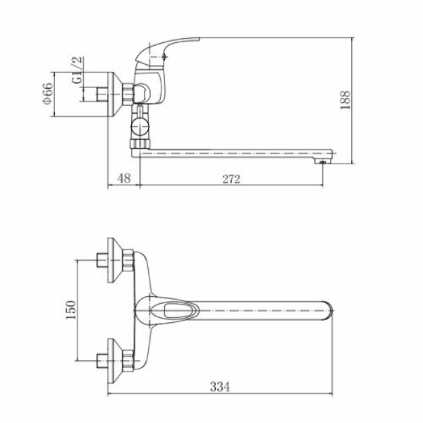 Смеситель для ванны и душа Fashun с душевым комплектом хром (A2115)
