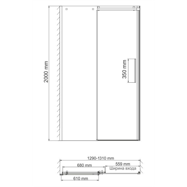 Душевая дверь WasserKraft Alme 130*200 стекло прозрачное, профиль хром (15R30) Душевая дверь WasserKraft Alme 130*200 стекло прозрачное, профиль хром (15R30)