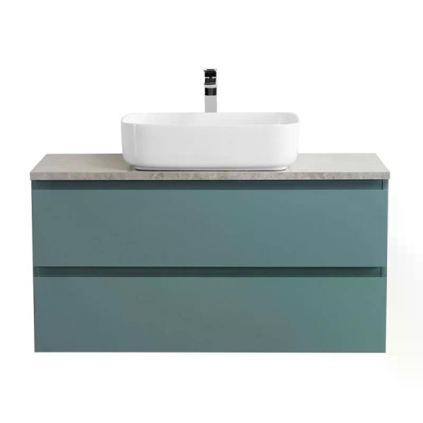 Тумба подвесная Cezares Kraft 1000x455x500 с фрезерованными ручками по всей длине фасада с двумя выкатными ящиками голубой матовый (KRAFT-1000-2C-SO-A