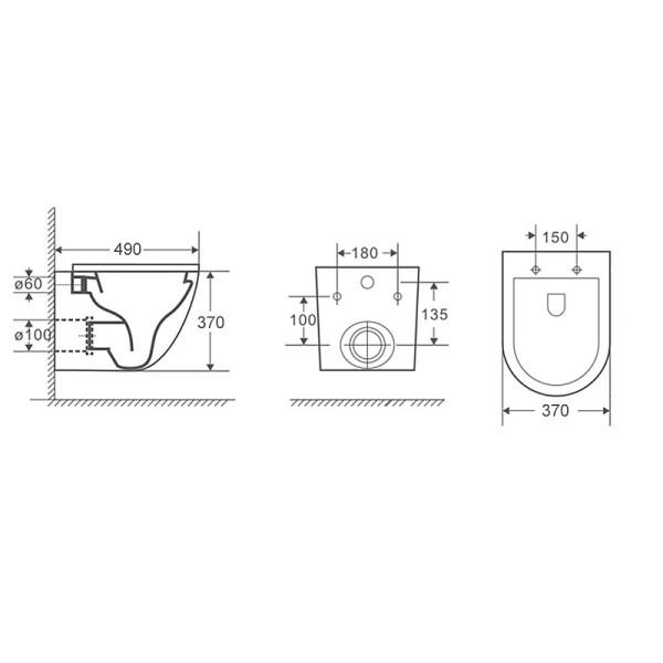 Сет Azario инсталляция Grohe Rapid SL 3 в 1 c унитазом Grado с сиденьем