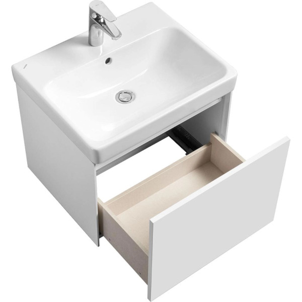 Тумба-умывальник Aquaton Асти 55 Белый матовый/Белый глянец/1WH501620 Умывальник Адриана 55 (1A2631K0AX2B0)