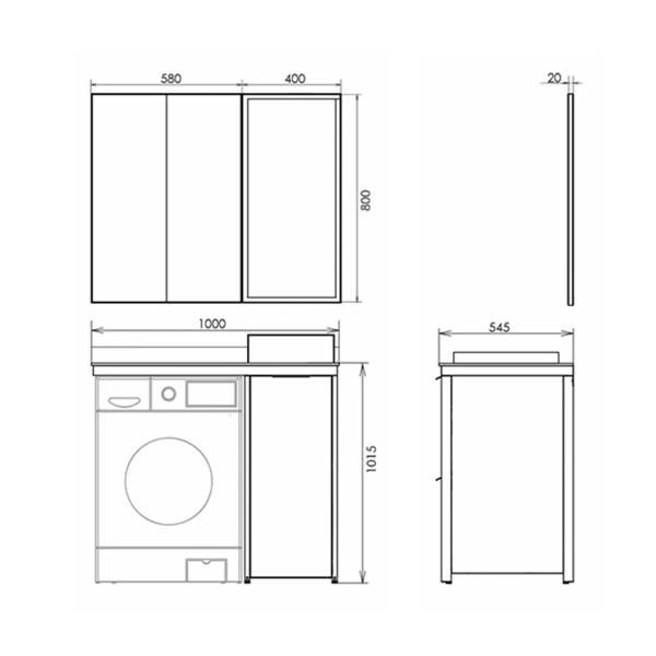 Комплект мебели Comforty Лозанна 1000x545x1015 белый глянцевый/калакатта Блэк (00-00013800)