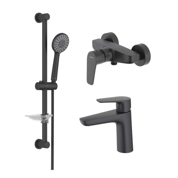 Комплект смесителей Aquatek Бетта AQ1110MB+AQ1160MB+AQ2013MB черный (AQ1131MB)