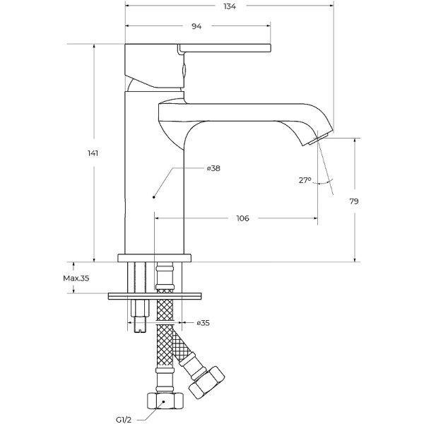 Смеситель для раковины BelBagno без донного клапана, хром (AURORA-LVM-CRM-W0)