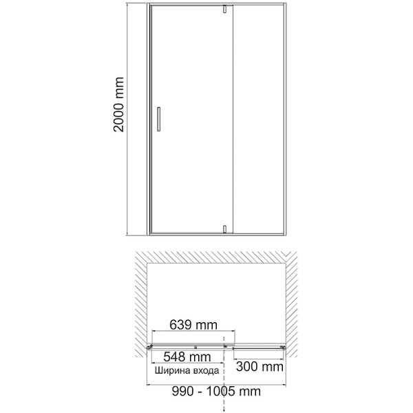 Душевые двери Wasser Kraft Aisch 100х200 (55P12) Душевые двери Wasser Kraft Aisch 100х200 (55P12)