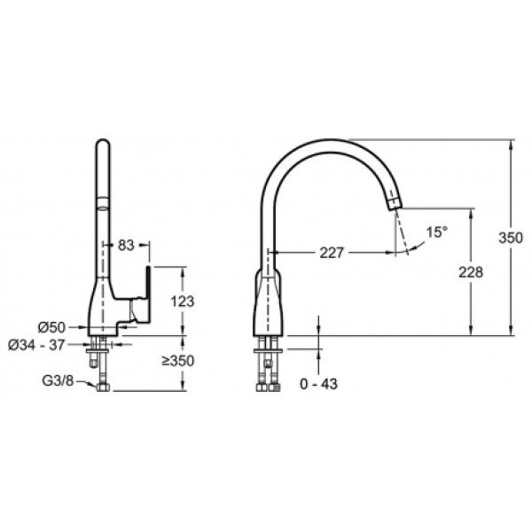 Смеситель для кухни Jacob Delafon Marie Хром (E21151-CP)