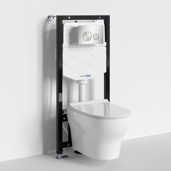 Комплект инсталляция с унитазом WasserKRAFT Aller с клавишей смыва золото матовое c сиденьем дюропласт (10TLT.010.ME.BN02.H001)