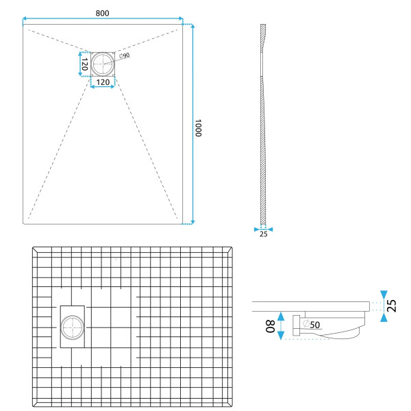 Душевой поддон REA Magnum white 100x80 белый (REA-K3335)