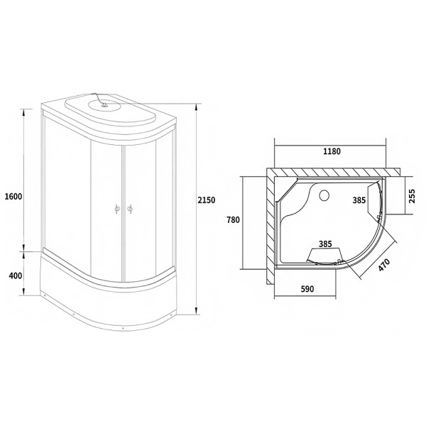 Душевая кабина Loranto 780x118x215 стекло матовое, профиль белый (CS-886EDTM/W-120)