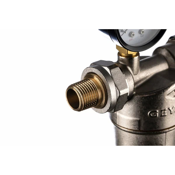 Фильтр с манометром самоочищающийся Гейзер-Бастион 122 1/2" (латунный корпус, со сгонами) (32672)