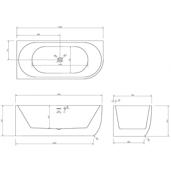 Ванна акриловая Abber 170*75 белая (AB9315 L) Ванна акриловая Abber 170*75 белая (AB9315 L)