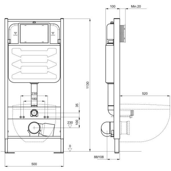 Инсталляция с унитазом Aquatek Европа T-KKI2 рама Standard INS-0000012(без клавиши)+крепеж KKI-0000002+унитаз Европа AQ1900T-00 с тонким сид