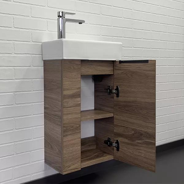 Тумба подвесная с раковиной Comforty Асти 400x220x700 дуб темно-коричневый (00-00015420)