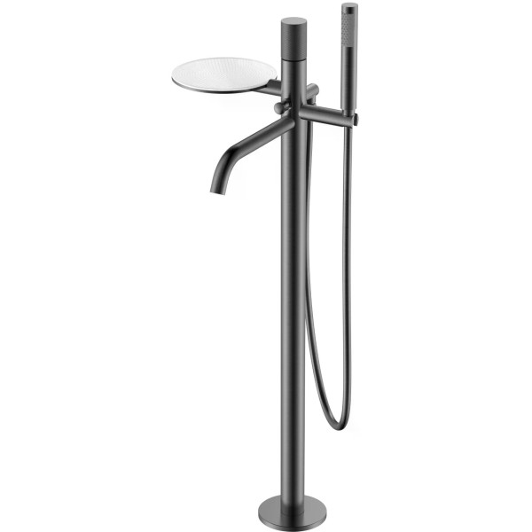 Смеситель напольный Boheme Stick графит с душевым комплектом (129-GM.2)