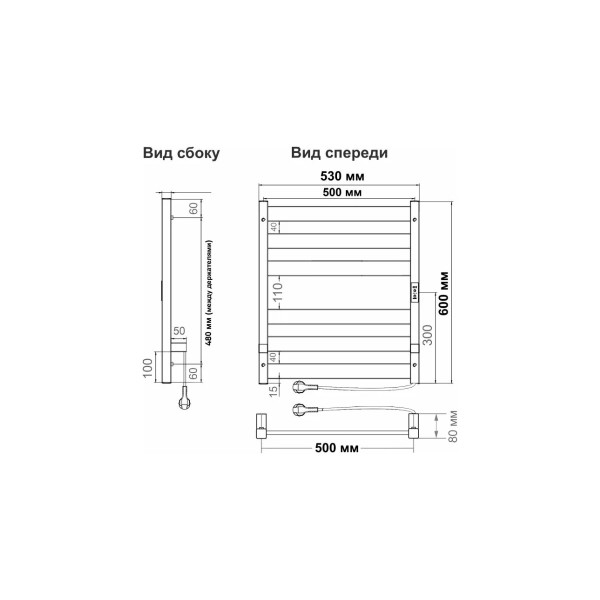 Полотенцесушитель электрический Indigo Oktava Slim 5 600x500 таймер, унив.подкл.RxL, MorokkoFes  (LСLOKS5E60-50MFRt)