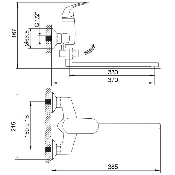 Смеситель для ванны и душа Melodia della vita Moderno оружейная сталь (MDV35141gt)
