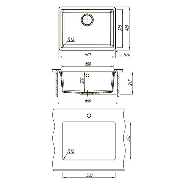 Мойка для кухни врезная Lemark Sinara 540-U 540x420 грей (9910075)