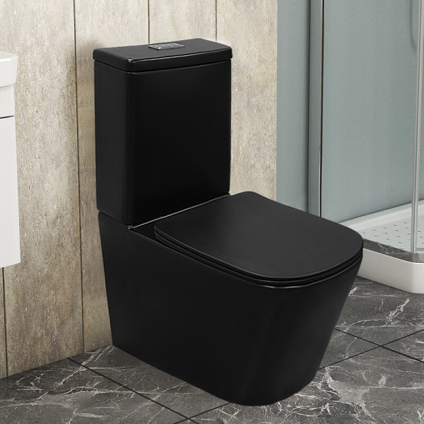 Унитаз-компакт Black King безободковый с сиденьем микролифт (AZ-8303D)