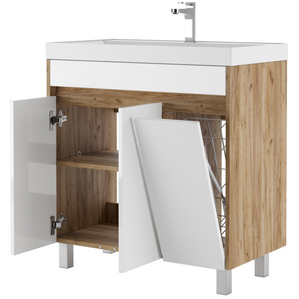 Тумба напольная Classica 80 Karlo без ящика и корзиной для белья Дуб Вотан Домино (DK5304T) Тумба напольная Classica 80 Karlo без ящика и корзиной для белья Дуб Вотан Домино (DK5304T)