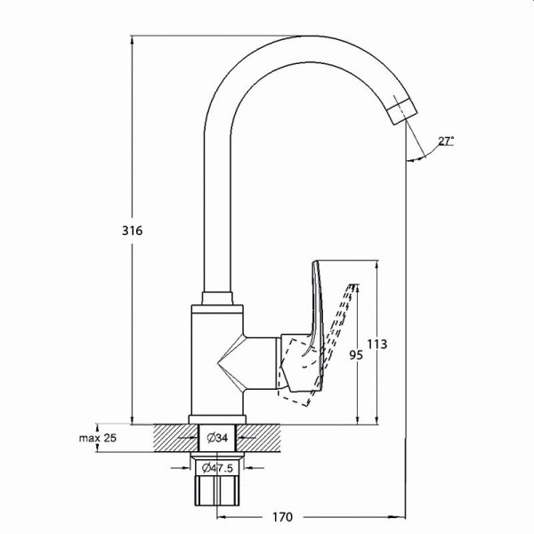 Смеситель для кухни G.lauf хром (FAB4-A020) Смеситель для кухни G.lauf хром (FAB4-A020)