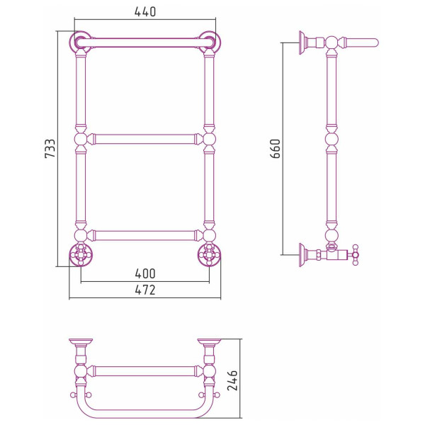 Полотенцесушитель водяной Сунержа Ренессанс 1386 660x400 хром (00-0281-6640) Полотенцесушитель водяной Сунержа Ренессанс 1386 660x400 хром (00-0281-6640)