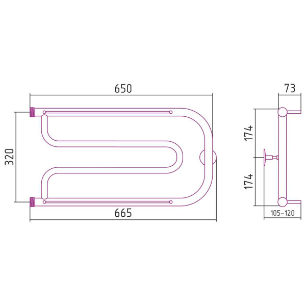 Полотенцесушитель водяной Стилье Дуэт 2 полки 320х650 резьба-сгон 1 хром (00015-3265) Полотенцесушитель водяной Стилье Дуэт 2 полки 320х650 резьба-сгон 1 хром (00015-3265)