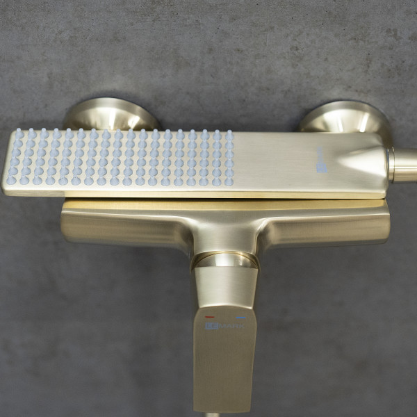 Смеситель для душа Lemark с душевым комплектом брашированное светлое золото (LM7203BG)